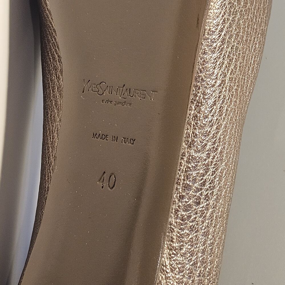 YVES SAINT LAURENT Bronze Leather Tribtoo Platform Pumps Italy dust bag SZ 10 - Picture 7 of 10